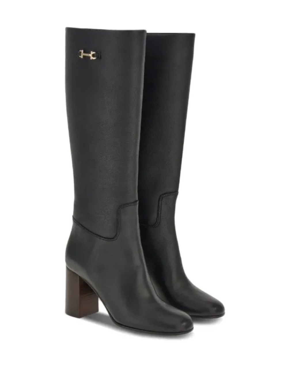 Ferragamo Ovidio 85 Knee-High Boot Black Leather Sz 7.5